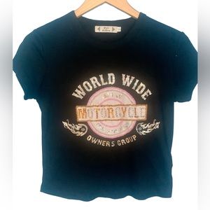 Free For Humanity Y2K Bling T-Shirt Motorcycle Size 2 Medium